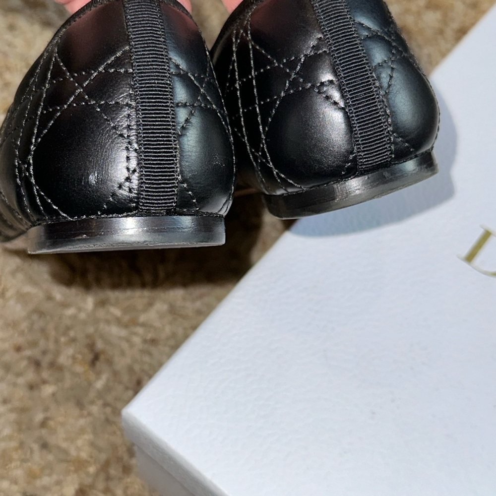 Dior Black Quilted Cannage Flats with Bow and Pearl Size 40. GREAT CONDITION - Picture 8 of 12